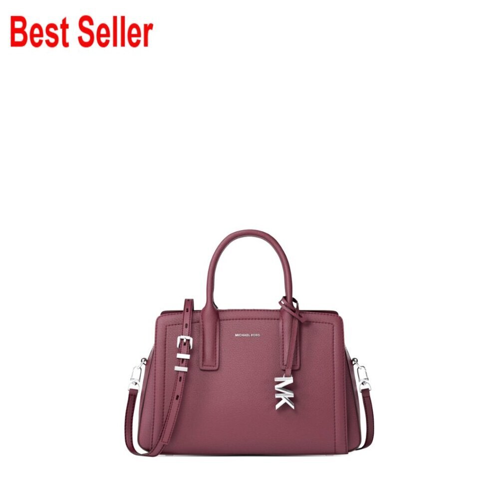 Leather Satchel with Crossbody Strap, Magnetic Closure